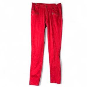 Long Tall Sally Womens Pants size 12 UK Red Zipper Pockets Straight Slim Fit - Picture 1 of 7