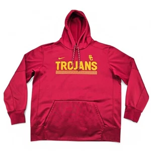 Nike Dri-Fit USC Trojans Hoodie Sweatshirt Mens XL Red Kangaroo Pocket - Picture 1 of 9