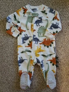 Child Of Mine By Carter's Dinosaur Fleece Pajamas Blanket Sleeper Footie 12M - Picture 1 of 4
