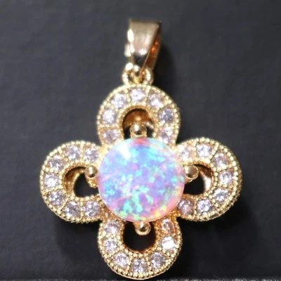 Sparkling 2 Ct Fire Pink Australian Opal Flower Charm Pendant Charm No Chain  - Image 1 of 4
