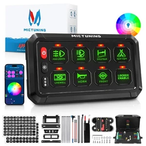 MICTUNING 8 Gang RGB Switch Panel APP Control LED Light bar Relay System 12V 24V - Picture 1 of 11