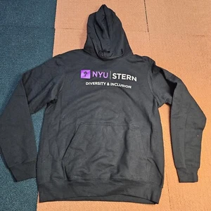 NYU Stern Hoodie Pullover Sweatshirt Medium Black L/S New York University W7b - Picture 1 of 8