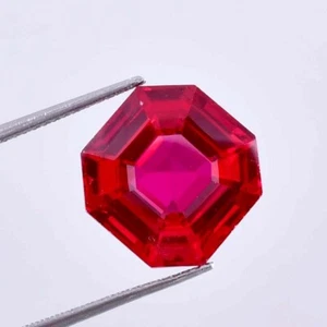 11.20 Ct Natural Mozambique Blood Red Ruby Asscher Cut Loose Gemstone Certified - Picture 1 of 6