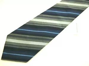 NWT Banana Republic Mens Necktie Tie Navy Blue Gray Striped Silk 58" NEW - Picture 1 of 4