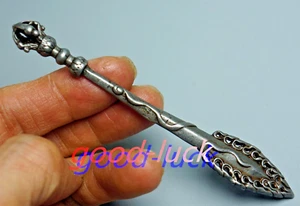 10mm Old Chinese Tibetan Buddhism Siver Iron Bodhisattva Manjusri wisdom sword - Picture 1 of 6