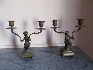 Antiquité paire de candélabres - bougeoirs chandeliers