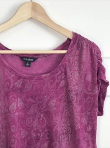 Top tunica bandana paisley viola marca Lucky misto lino boho hippie piccolo - Foto 1 di 10
