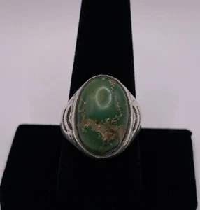 Sterling Silver Beautiful Green Copper Turquoise Old Pawn Ring Size 10.5 (13.5g) - Picture 1 of 5