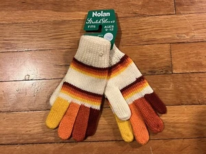 VINTAGE Nolan Winter Gloves Knit Girl's One Size Multicolor Colorblock 70s - Picture 1 of 5