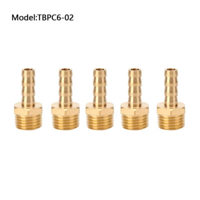 5Pcs Male thread  barb hose tail 6mm To 1/4" BSP Thread Straight connector  - Image 1 of 3