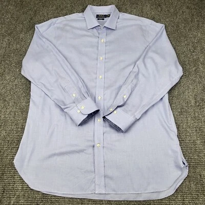 Camisa Ralph Lauren Para Hombre 18 34/35 Azul Manga Larga Estampado Con Botones  Foto 1 de 4