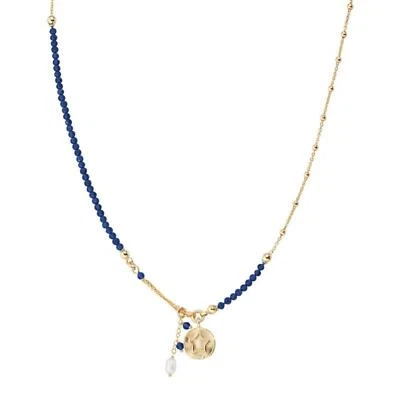 Collana Donna Argento 925 Dorato Amen CLZISTGBL3 Cuore con Cristalli color Blu - Immagine 1 di 2