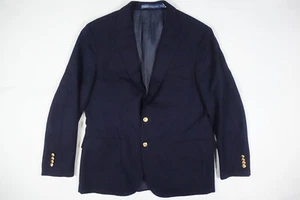 Polo Ralph Lauren Blzer Jacket Sport Coat Blue Navy Gold Wool 44 - Picture 1 of 5