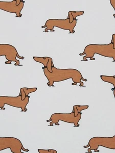 Dog Dauchsund Cotton Jersey Knit Fabric Weiner Puppy BY the Yard - Picture 1 of 3