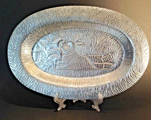 Bunny Rabbit Platter 16" Aluminum Mexico Spring - Picture 1 of 8