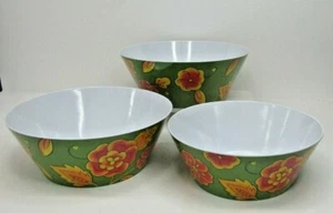 Temp-tations Melamine Green Poppy Passion Serving Bowls Set of 3 - Picture 1 of 4