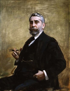 Ramon Casas ""Porträt eines Gentleman"" grünes Kunstwerk PAPIER oder LEINWAND bildende Kunst - Bild 1 von 4