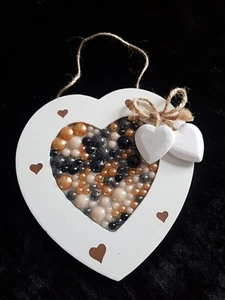 Nr.11 Geschenk Herz, Herz mit Perlen, Gemstones, Edelsteine, Halbperlen Moos  - Bild 1 von 4