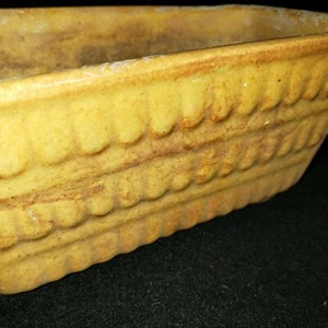 VTG Planter Golden Yellow Orange Underglaze 8"x4"x3" Retro MCM Deco Geometric - Picture 1 of 12
