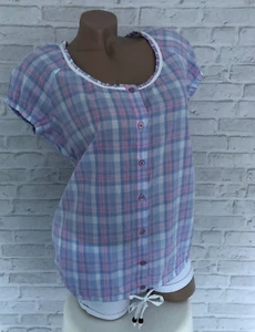 John Baner Damen Bluse weiß rosa blau kariert 38 Baumwolle neu - Bild 1 von 5