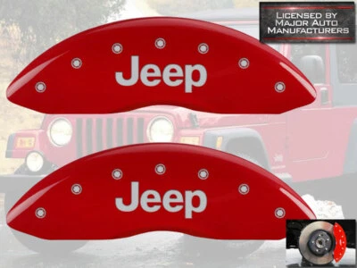 Juego de 2 cubiertas de pinza de disco de freno MGP 2008-2019 "Jeep" brújula delantera grabada roja Foto 1 de 4