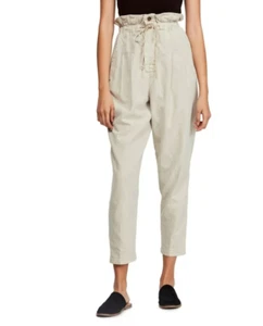 Pantalón plisado Free People Margate para mujer XSmall beige cónico tobillo corto - Imagen 1 de 14