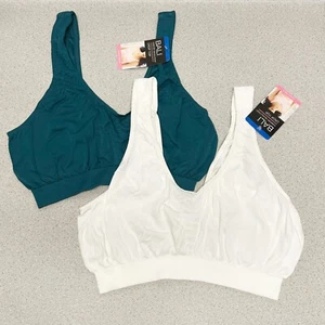 2 Bali Comfort Revolution Crop Top Bra Bralette XL Jade & White NEW - Picture 1 of 4