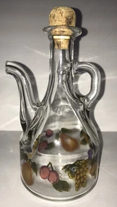 Beautiful Large CERVE Fruit Adorned Glass Cruet / Olive Oil Bottle made in Italy - Picture 1 of 6