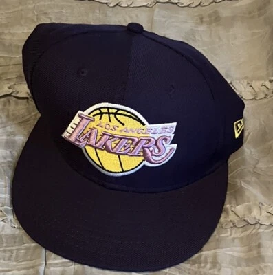 LOS ANGELES LAKERS Basketball New Era Hardwood Purple Size 7 1/8 Cap Hat NBA - Image 1 of 3