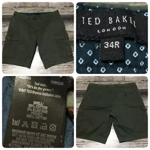 Ted Baker London Cargo Shorts Men’s 34R Army Green Casual Stretch (Inseam 9) - Picture 1 of 9