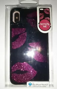 Neu für iPhone Plus 6,5" Magenta bewegliche Glitzer Lippen Handy Hülle - Bild 1 von 2