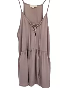 L.A. HEARTS Lace Up Peplum Flowy Cami Size XS Tan Rayon Top - Picture 1 of 3