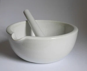 alter Apotheken Mörser Ø 24 cm Porzellan Labor Schwarzburg-Sondershausen Stößel - Bild 1 von 13