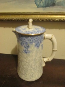 Antique Royal Worcester England Syrup Pitcher Blue Flowers Gold - Picture 1 of 10