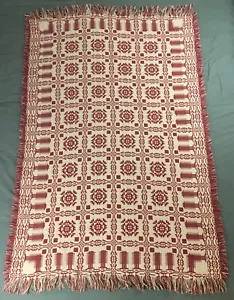 Fringe Throw Blanket Red Cream Pattern Tree Snowflake Christmas Winter Woods - Picture 1 of 24