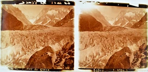 PHOTO STEREO 3D SUR PLAQUE DE VERRE POSITIF 13 x 6 CHAMONIX MER DE GLACE - Picture 1 of 2