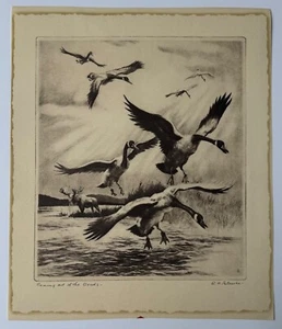 Coming Out of the Clouds, RH Palenske Vintage 1948 Western Kalender Druck, Enten - Bild 1 von 6