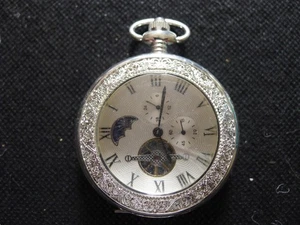 Silvered Multi Dialed Modern Half Hunter Pocket Watch.. 50mm. Hand Wind. ..GWC - Picture 1 of 5