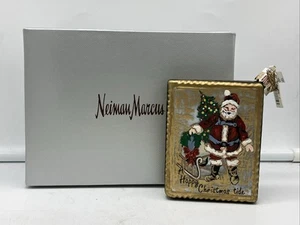 NWT Neiman Marcus 2010 “A Happy Christmas Tide” Postcard Glass Ornament - Picture 1 of 5