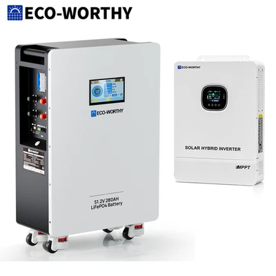 ECO-WORTHY 14KWh Home Backup Power 48V 280Ah Battery+10kW 48V Off-grid Inverter - Image 1 of 4