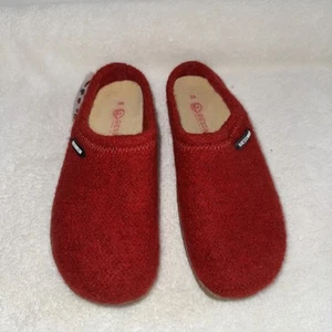 New Giesswein Mens Red Wool Hard Sole Slippers Black Size 39 - Picture 1 of 6