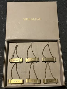 Shiraleah Chicago~Brass~Decanter Tags/Charms~New In Box~Set Of 6~Made In India - Picture 1 of 10