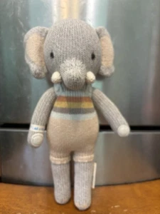 Cuddle Kind Knitted Collectible Plush Elephant Wearing Overalls And Shorts - Picture 1 of 6