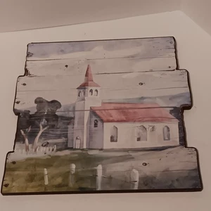 Wooden Church Picture Painting, Used, See photos - Picture 1 of 8