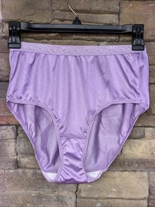 Hanes 6 M hochgeschnitten Satin Nylon flieder Oma Panty Slip High Waist Unterwäsche - Bild 1 von 3