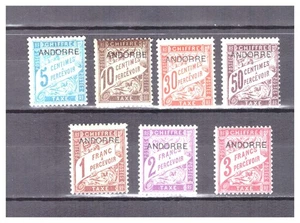 ANDORRE . TAXE N° 1 / 8 SAUF N ° 5 . 7 VALEURS NEUVES * SUPERBE . - Imagen 1 de 2