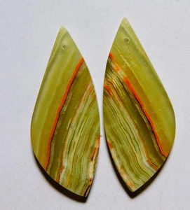 Coppia fiammiferi cabochon forati calcite a fascia naturale 49,50 Cts 42,6X17MM - Foto 1 di 3