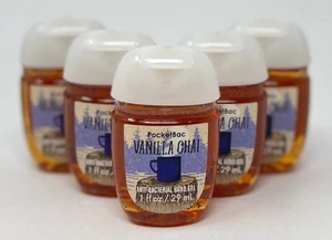 5 RARE BATH & BODY WORKS VANILLA CHAI POCKETBAC ANTI BACTERIAL HAND GEL SANTIZER - Picture 1 of 4