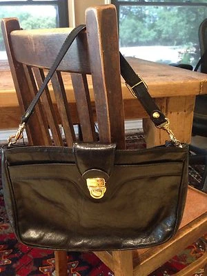 OROTON  CLASSIC BLACK SUPPLE LEATHER SHOULDER PURSE CONVERTIBLE CLUTCH HANDBAG - Image 1 of 4