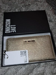 NWT Moschino Purse LOVE MOSCHINO Gold Zip Around Purse,fab Gift - Picture 1 of 5